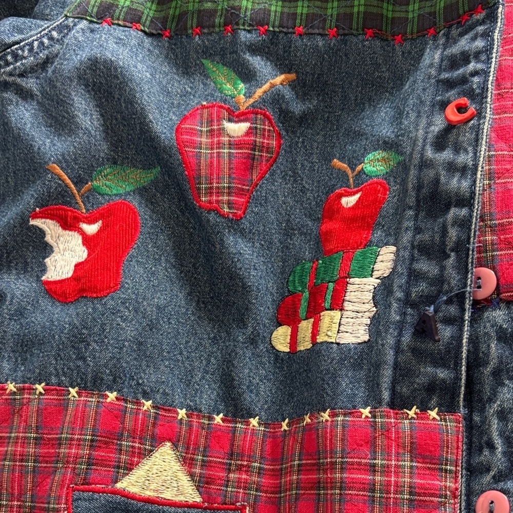 Vintage Patchwork Denim Back to School Keren Hart Jacket - Picture 11 of 15